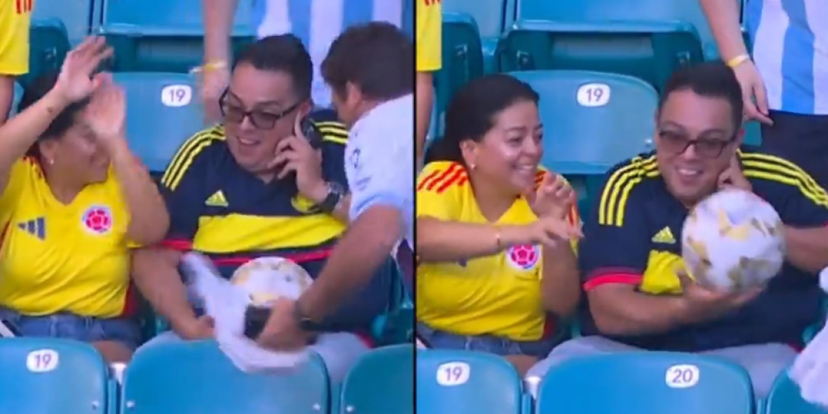 Hincha colombiano perdió un balón que le lanzó Sebastián Yatra por estar hablando por teléfono (VIDEO)