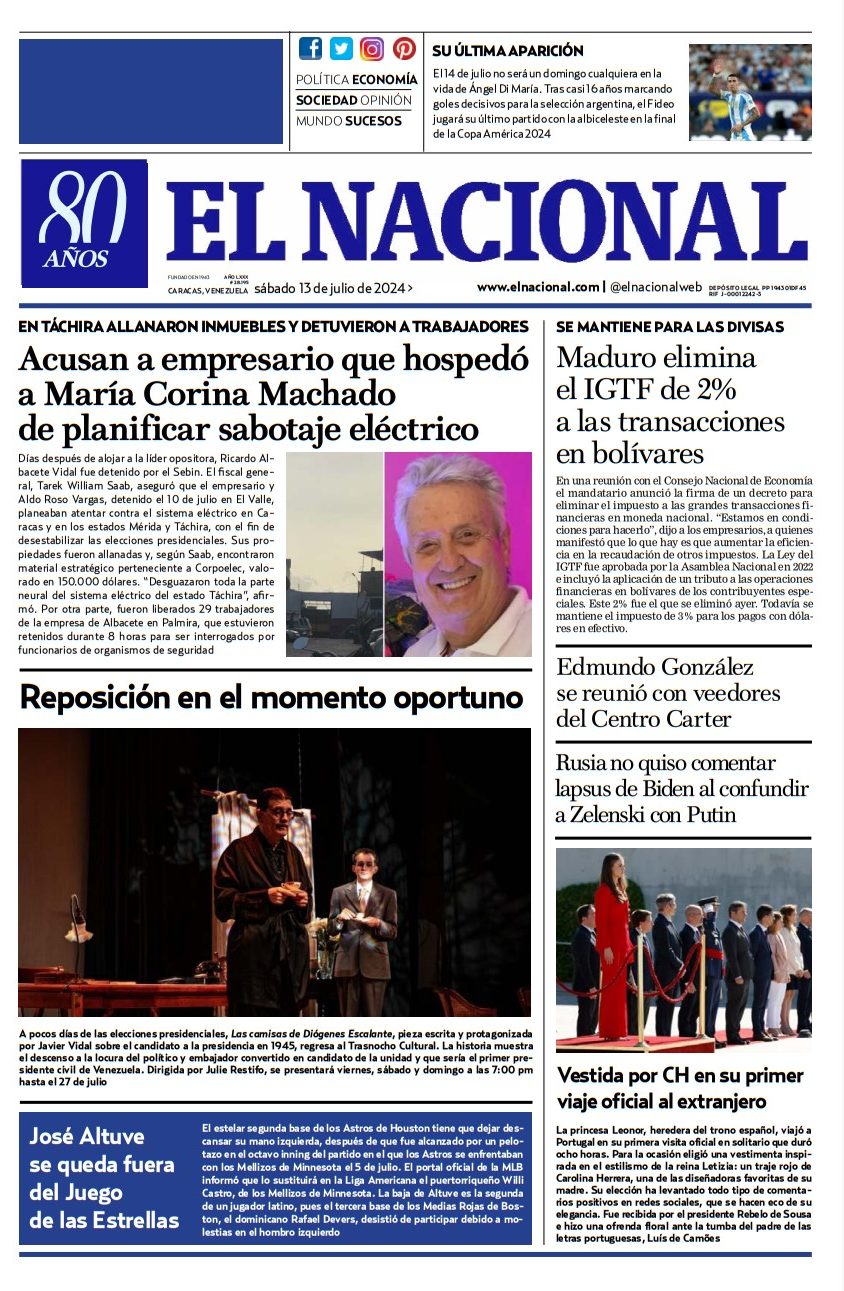 Portadas de este sábado 13 de julio de 2024