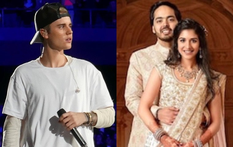 Justin Bieber se presentó en la preboda de magnate de India
