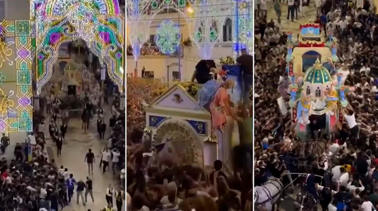 La violenta fiesta italiana de la Madonna della Bruna, la celebración religiosa en la que la multitud puede destrozar la carroza triunfal