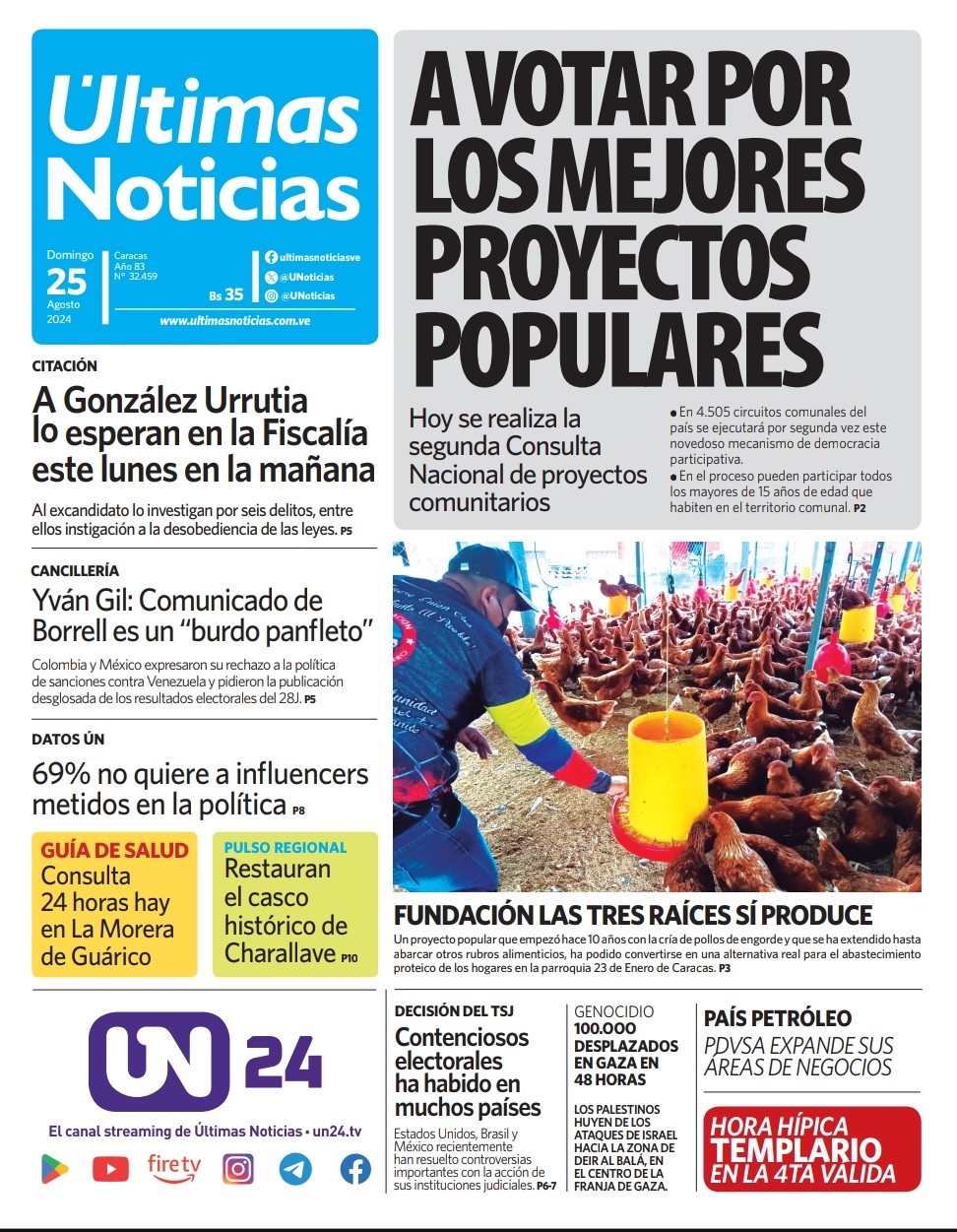 Portadas de este domingo 25 de agosto de 2024