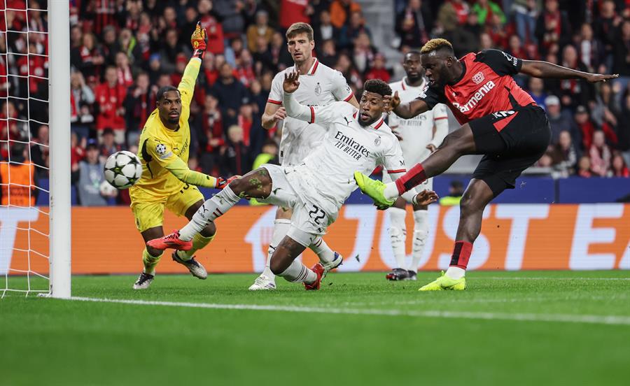 Leverkusen logró marcar el único gol del partido para ganarle al Milan en Champions