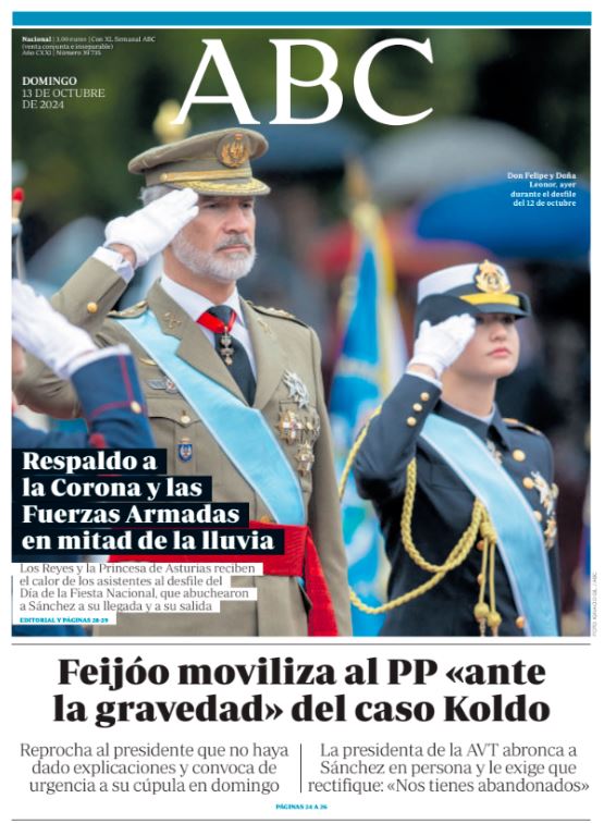 Portadas de la prensa internacional de este domingo 13 de octubre de 2024