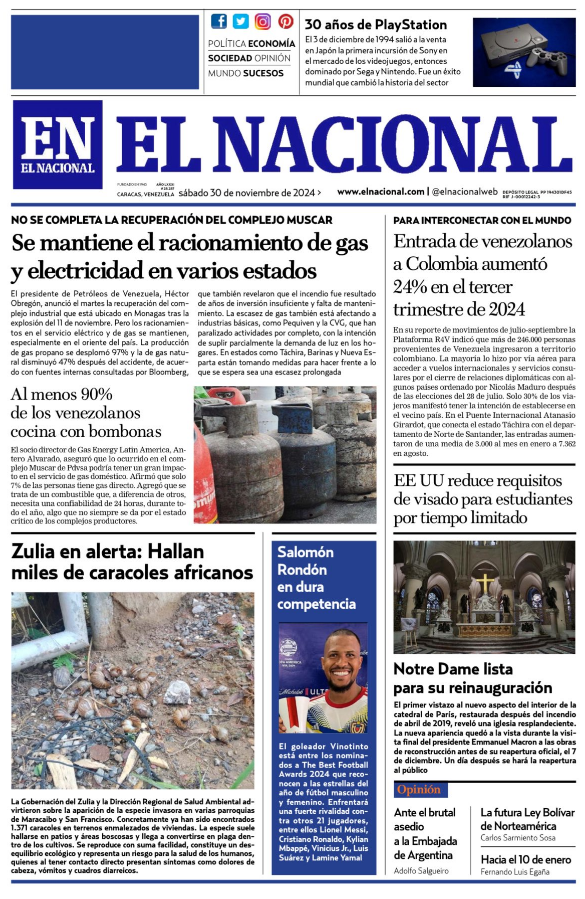 Portadas de este sábado 30 de noviembre de 2024