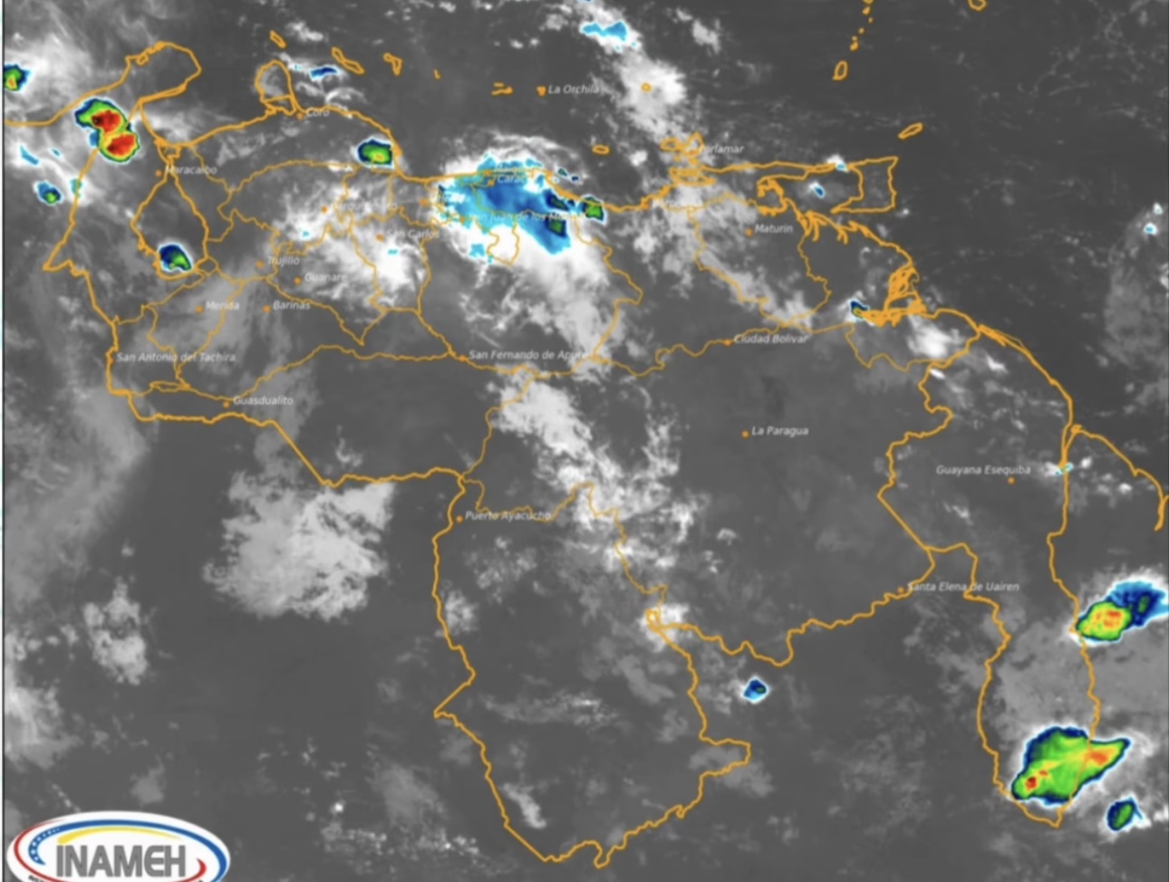 Inameh estima nubosidad fragmentada con precipitaciones en gran parte del país este #26Nov