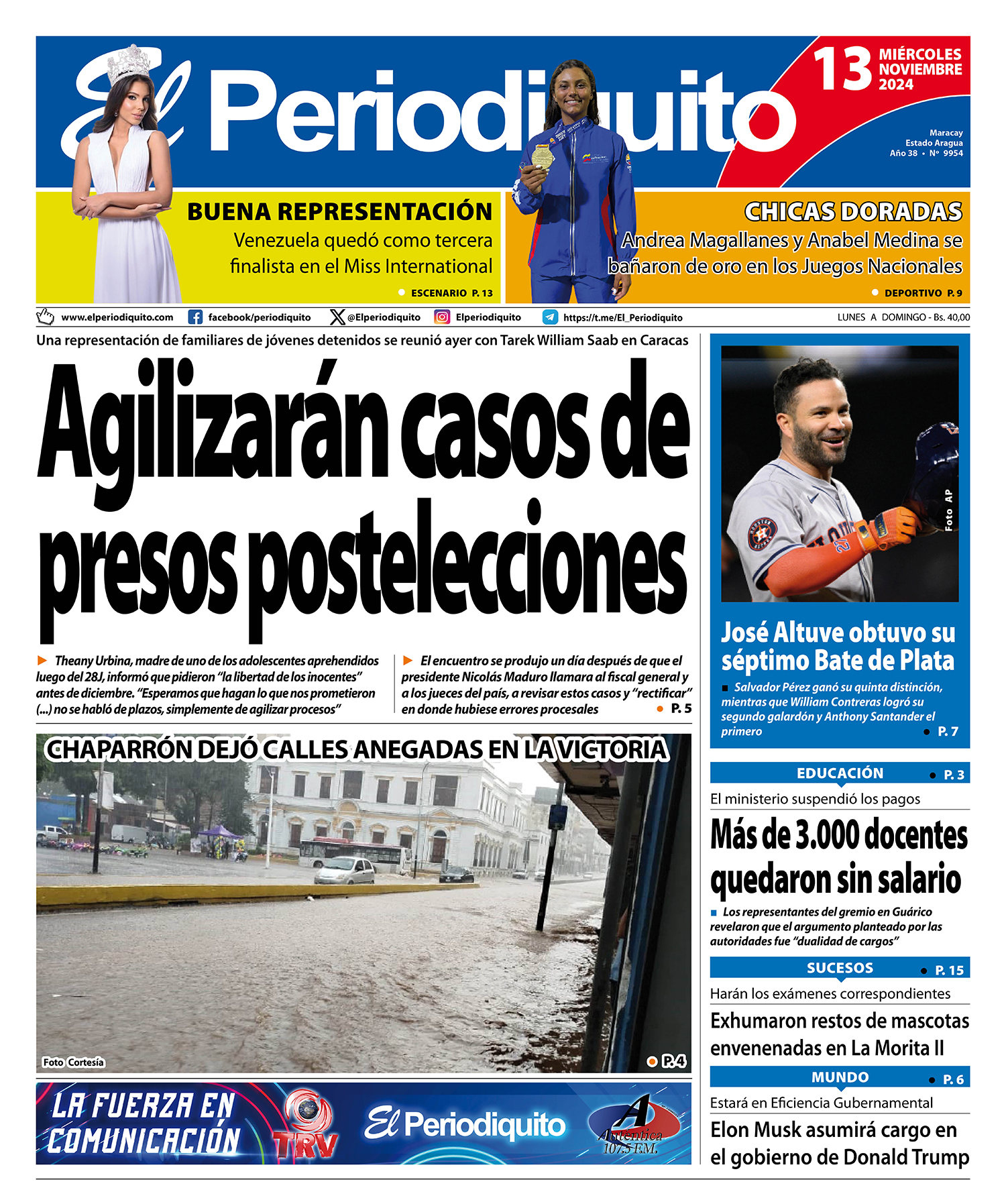 Portadas de este miércoles 13 de noviembre de 2024