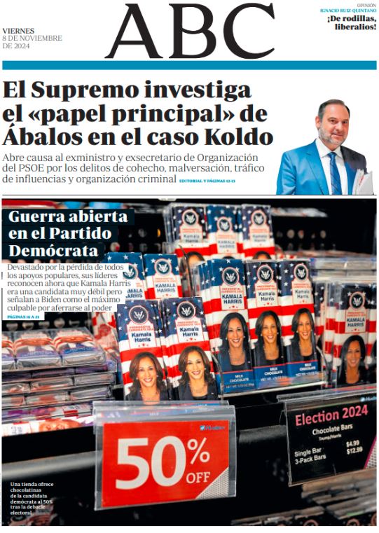 Portadas de la prensa internacional de este viernes 8 de noviembre de 2024