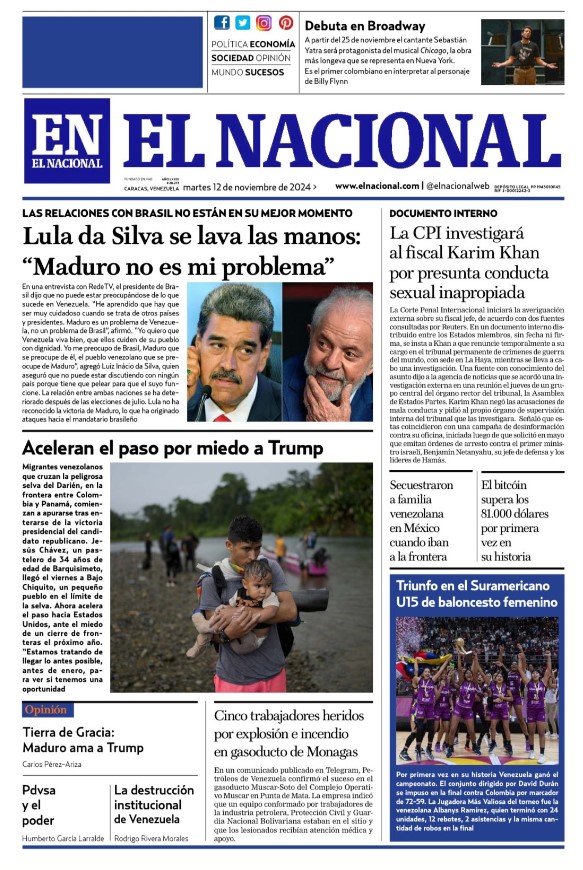 Portadas de este martes 12 de noviembre de 2024