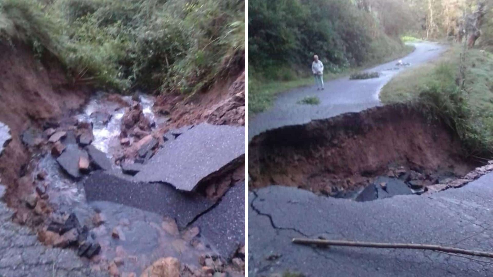 Tras fuertes lluvias colapsó la calzada entre Mérida y La Azulita este #11Nov