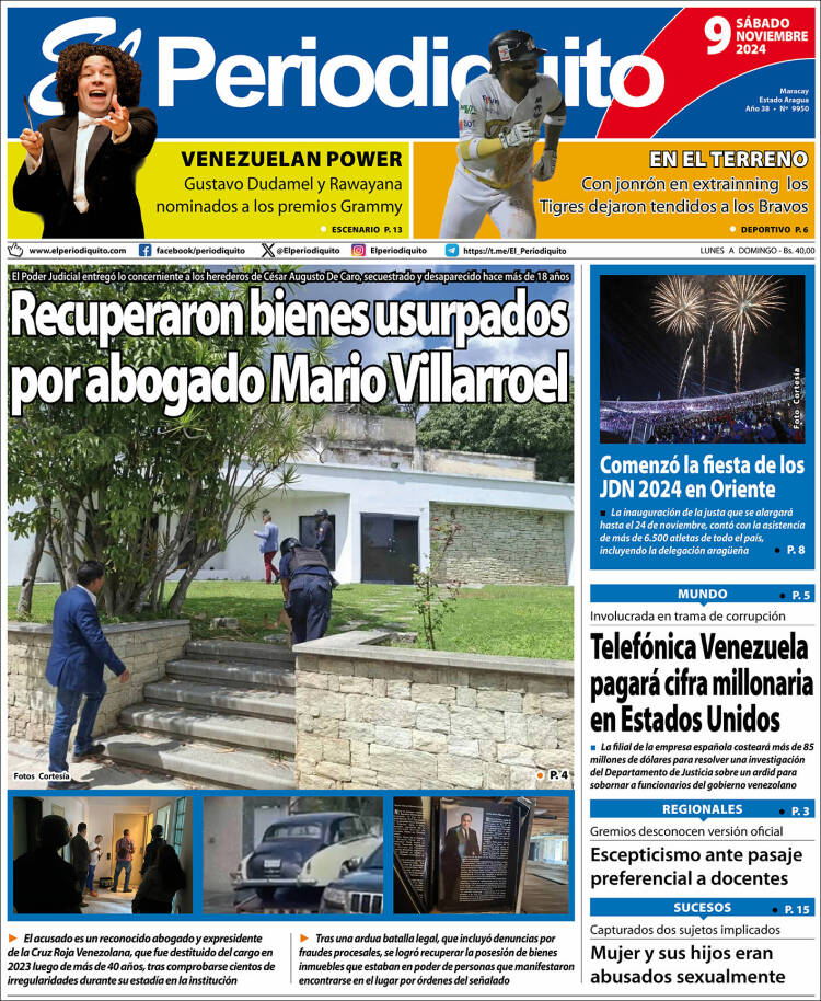 Portadas de este sábado 9 de noviembre de 2024