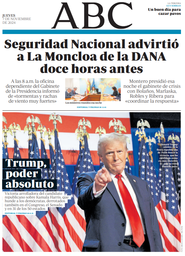 Portadas de la prensa internacional de este jueves 7 de noviembre de 2024